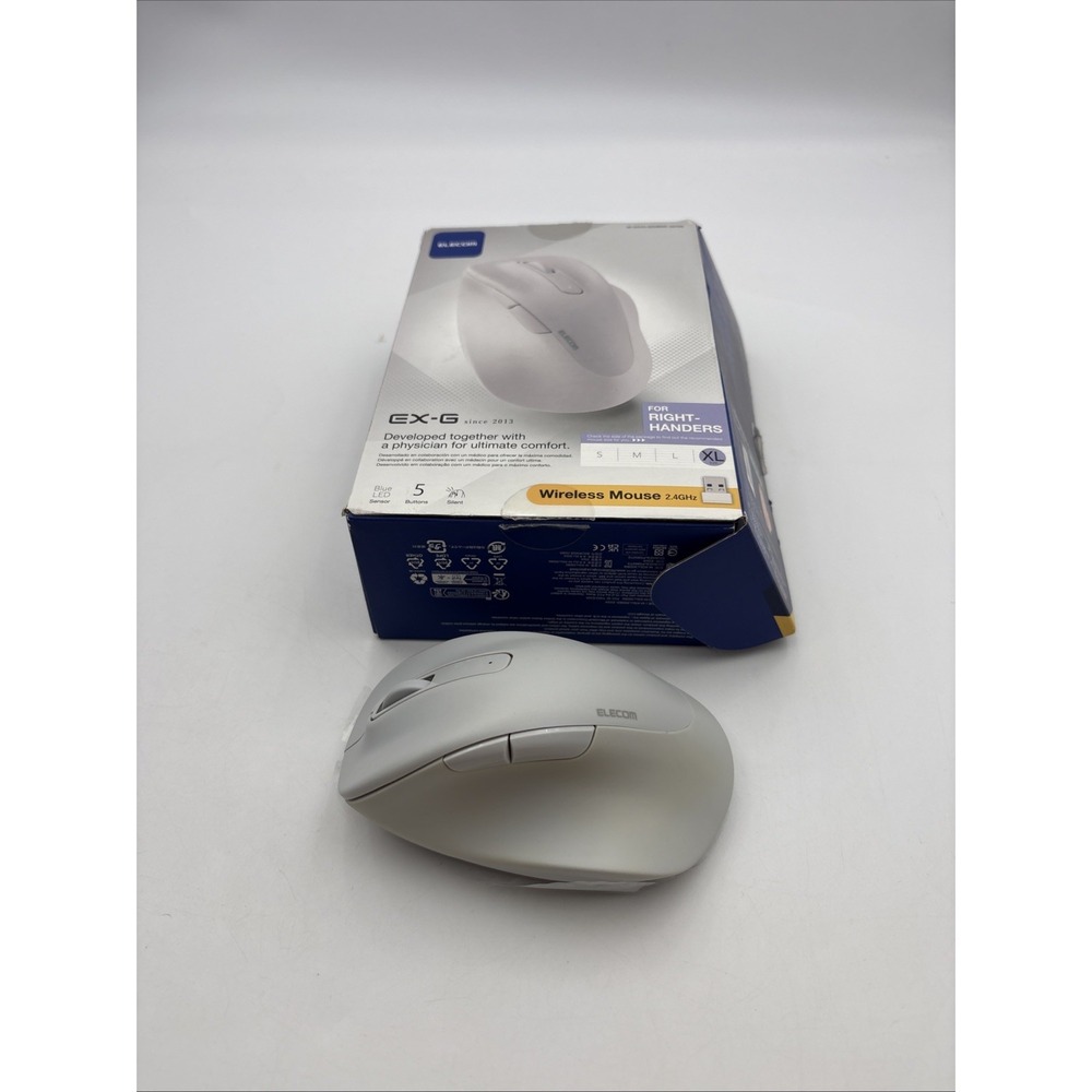 Elecom Wireless Mouse 2.4GHz 5 Buttons, Silent Click, XL